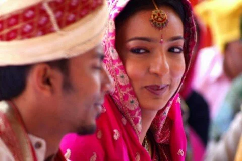 Muslim girl smiling on her wedding